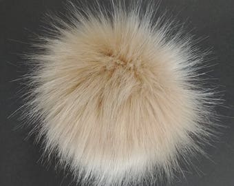 Faux Fur Pom Pom 6" Large Pom Fur Ball Blonde Wolf Faux Pom Faux Bobble Knit Hat Crochet Hat Hat Topper