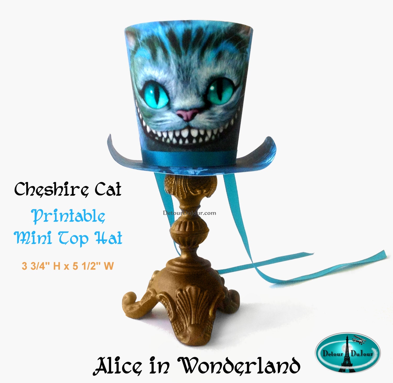 Alice in Wonderland Printable Mad Hatter Top Hat Cheshire