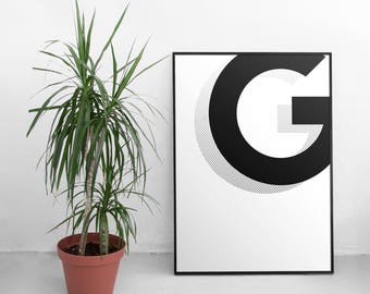Monogram print - Letter print wall art - Alphabet print - Letter print alphabet decor - Alphabet print nursery - Initial print - Initial art