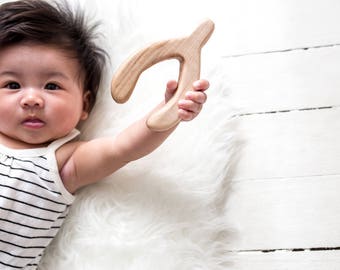 Wishbone Wood Toy Teether - Organic Baby Teether - Wishbone Teether - Wood Toy - Wood Baby Teether - Wooden Toy - Teething Toy - Baby Gift
