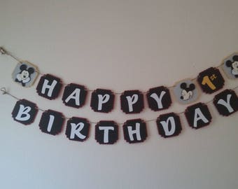 Mickey Mouse Birthday Package-Mickey Mouse 1st birthday- Mickey Mouse Birthday Banner-