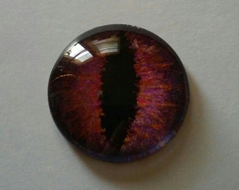 Purple Hand Painted Glass Dragon Eye Cabochon 30 mm Round Glass Eye Fantasy Jewelry Supplies Fastasy Steampunk Sci Fi Cosplay Doll Eye