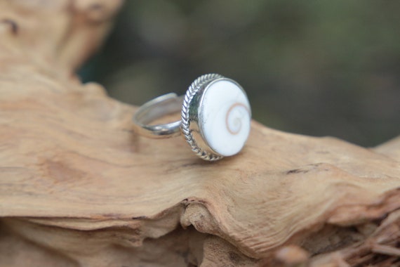 SHIVA EYE RING - Shiva Shell Ring - Sterling Silver Ring - Shell Ring - Healing Crystal - Boho - Silver Ring - Statement Ring - Spiral