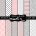 Pink & Gray Scrapbook Paper - Instant Download Gray and Pink Pattern Paper for Wedding, Scrapbook, Backgrounds, Cards 12x12 - HMD00100