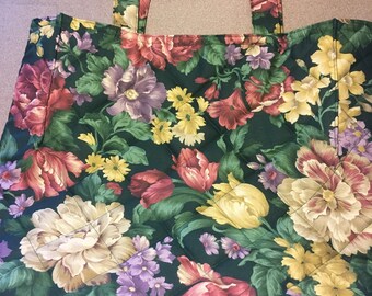 Tote Bag - Large Quilted Cotton Tote Bag - Shopping Bag - Book Bag - Market Bag