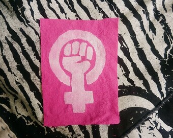 Hand Painted rough pink feminist patches