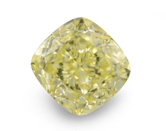 Natural Yellow Diamond, 0.53cts VS2 Square Cushion Shape Diamond, Loose Diamond, Diamond Birthstones, Certified Diamond, GemMartUSA (LD0046)