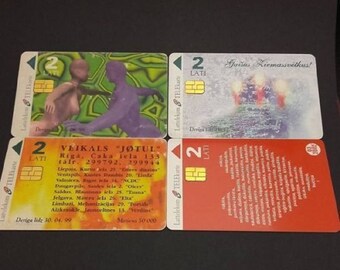 Vintage Phone Cards Latvia 4 Pcs Lattelekom Telekarte 1998 1999 2002 2 Ls C115