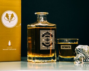Boyfriend Gift – Personalized Whiskey Decanter Set – Gifts for Him, Groomsmen Gifts