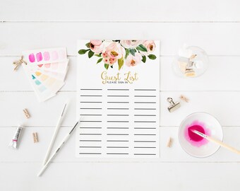 guest list printable etsy printable guest sign in sheets