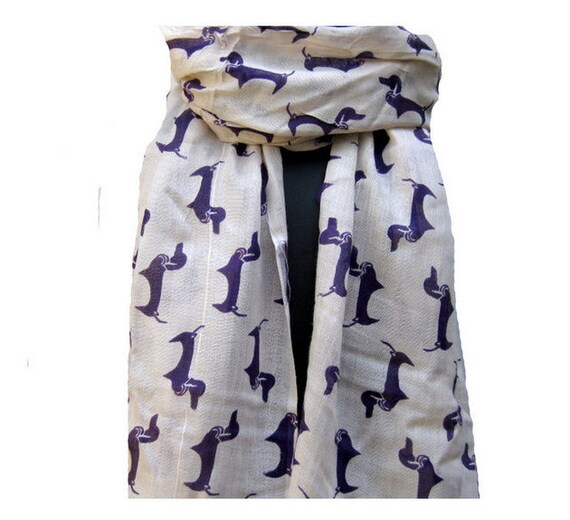 Dog print scarf/ multicolored scarf/ white scarf/ cotton