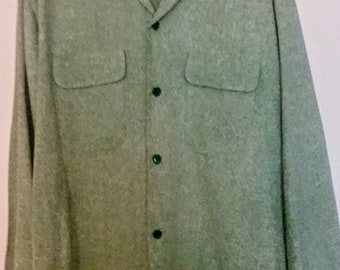 vintage 1950s raw silk flap pockets made in Japan shirt