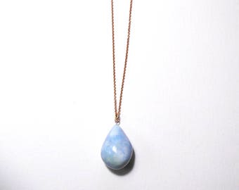 Blue Ceramic Necklace, Clay Necklace, Gift for Women, Rose Gold Necklace, Ceramic Jewelry, Clay Pendant, Chunky Necklace, Geometric Necklace