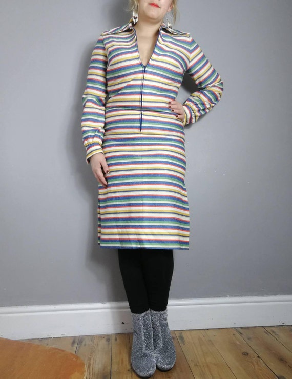 70s striped dress // zip up vintage dress // 70s shirt dress // retro day dress // boho vintage dress // vintage workwear // stipey dress