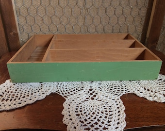 Vintage Wooden Flatware Tray