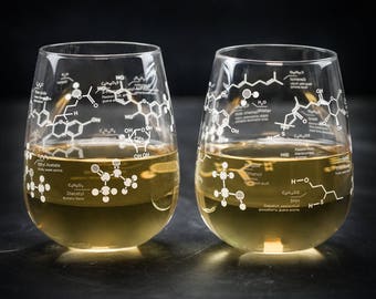 Chemistry of White Wine Stemless Glass Set | But First Wine, Girlfriend Gift, Gifts for Men, Science Nerd Gift, Gifts for her, Wine Science
