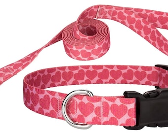 Hearts Featherweight Dog Collar & Leash Set - S, XS, 2XS
