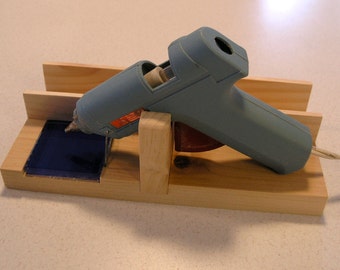 Free First Class USA Shipping Standard Glue Gun Holder and Stand, with Glass Tile and Side Storage Slot