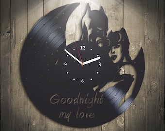 Batman And Catwoman Vinyl Clock, Vinyl Record Wall Clock, Wall Clock Modern, DC Comics Gift For Boy, Birthday Gift, Wall Clock Vintage