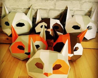DIY Cat mask/Paper cat mask/DIY mask/Fancy dress/Halloween Mask/Printable Templates/Animal Mask/Kitten Mask/
