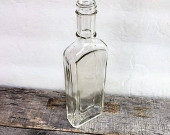 Vintage Bottle Clear Glass Rectangle Liquor Flask