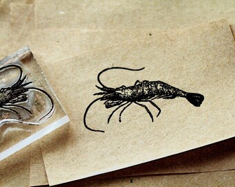 Shrimp Rubber Stamp - Shrimp Stamp - River Stamp - Ocean Stamp