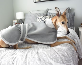 Preppy Hound Coat in Gray Faux Suede with Sherpa Lining
