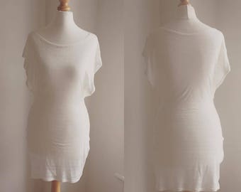 sheer striped open sleeve dress top