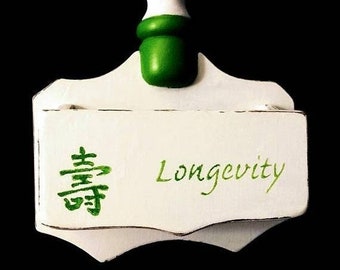 Save 25% Off Now Show Me The Green Wood Wall Box, Upcycled Wall Pocket, Inpirational Wall Planter, "Longevity" Hanging Letter Holder, White