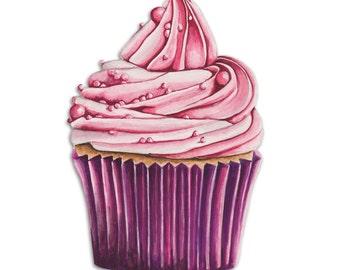 Watercolour Cupcake Art Print