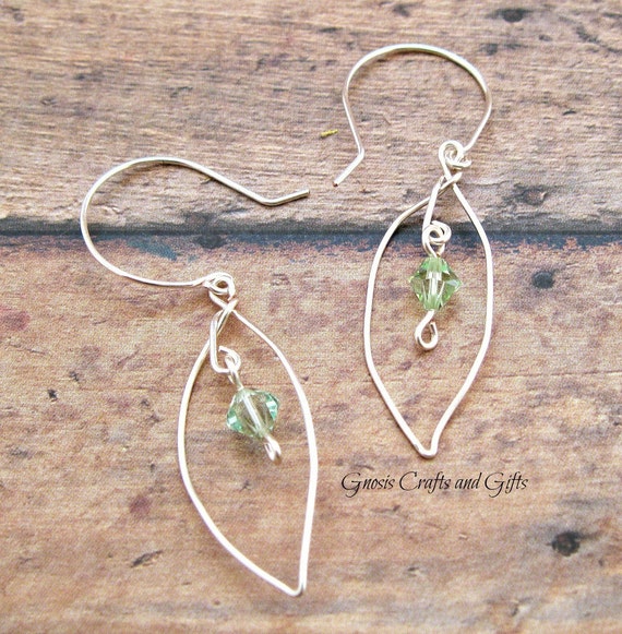 Wire leaf earrings Wire wrapped jewelry Silver wire leaf