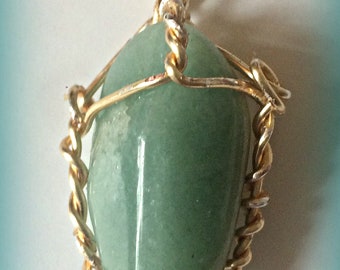 Wire wrapped Jade pendant