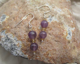 Sterling silver amethyst and citrine earrings