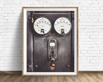black and white photography, large art, printable art, instant download printable art, digital download, industrial wall art, art - "Switch"