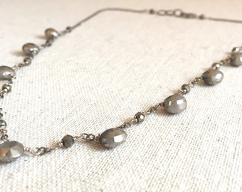 Silver pyrite statement necklace