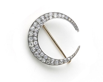 Antique Diamond Crescent Brooch