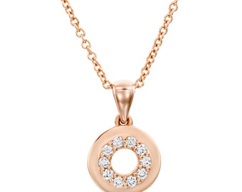 Dainty Diamonds Necklace, Diamond Pendant, Circle Diamond Pendant, Round Diamond Necklace, Anniversary Diamond Pendant, Pendant Necklace