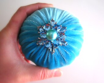 4" Aqua Emery Pincushion / Pin Cushion - Abrasive Pincushion LIMITED EDITION
