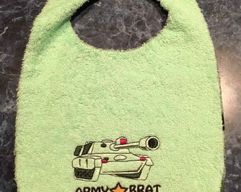 Custom Made to Order Army Brat Velcro Bib