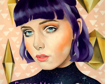 Earthling#3 print illustration of space girl pastel goth teen