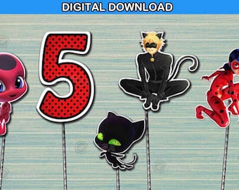 Miraculous characters- ladybug centerpiece - cake topper - birthday decoration - instant download