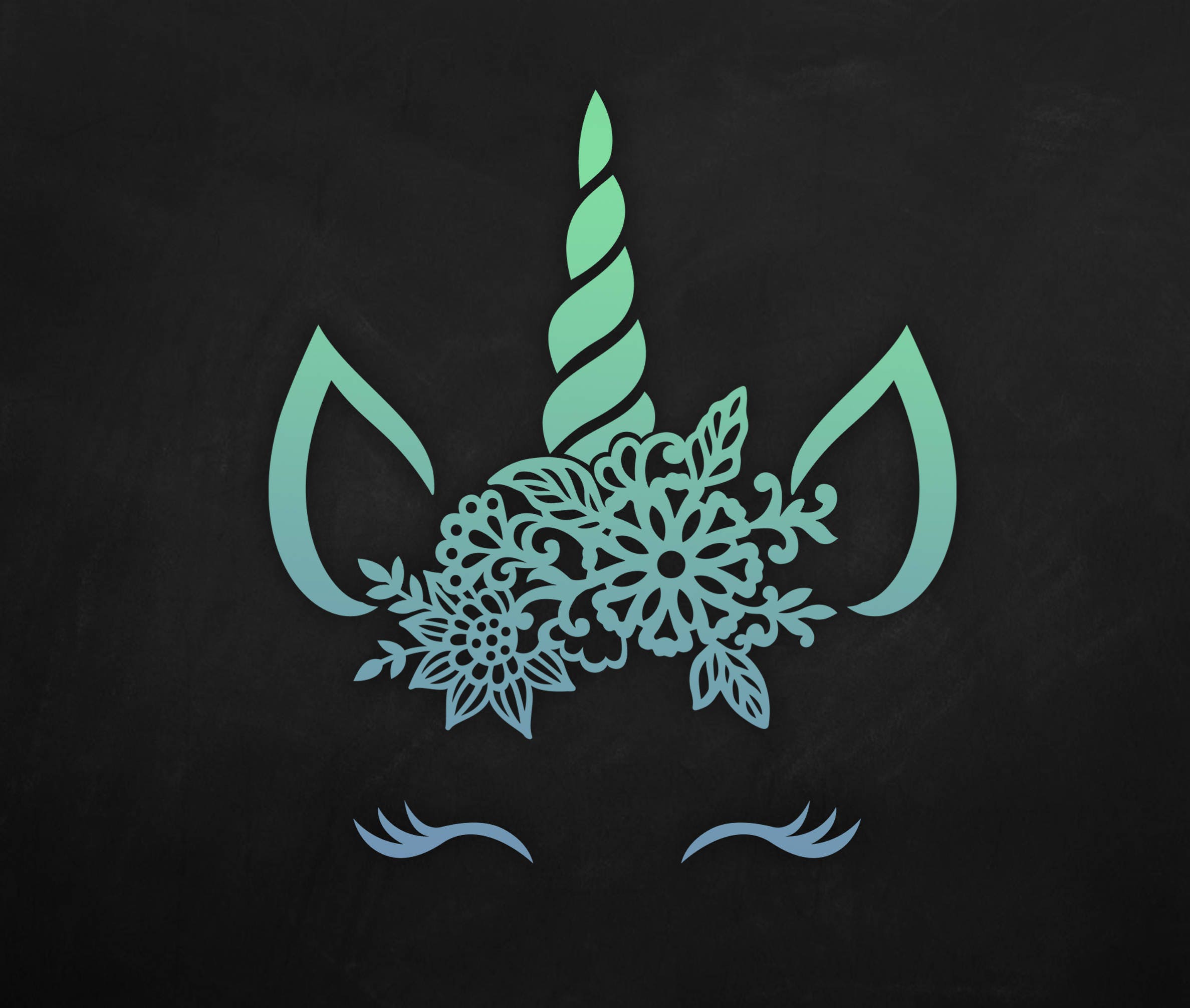 Download SVG Unicorn head with floral crown Unicorn Face / Eyelashes