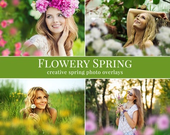 Primavera fotos superposiciones "florido de primavera", superposiciones de fotos flor, superposiciones de fotos digitales para Photoshop