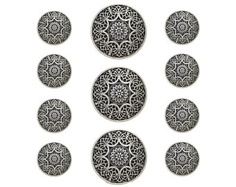 11 pc Safi Metal Blazer Button Set Antique Silver Color