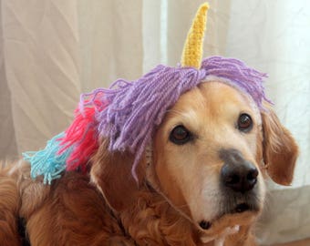Unicorn Dog Costume, Dog Unicorn Unicorn Mane, Unicorn Hat for Large Breed Dogs, Dog Costumes, Halloween Costume for Pets, Funny Dog Costume
