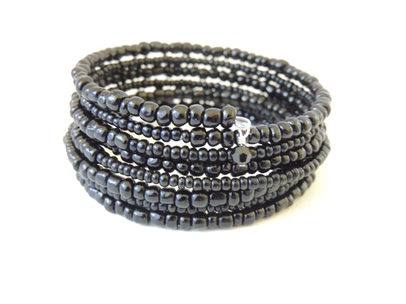 Elegant Black Memory Wire Bracelet Fashion Jewelry Elegant