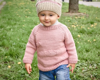 Pink baby sweater Girl's sweater Sweater for babies Baby wool sweater Wool baby sweater Knit sweater Pink baby jumper Pink kids jumper