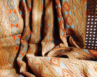Kantha Scarf or Shawl- Clay and Turquoise