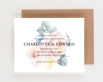 English Tea Roses Save The Date, UK England Destination Wedding