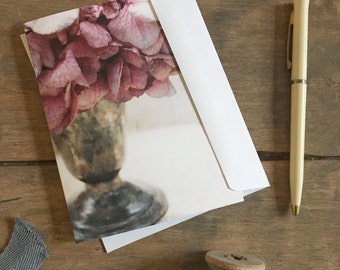 Hydrangea Note Card, plum, photo